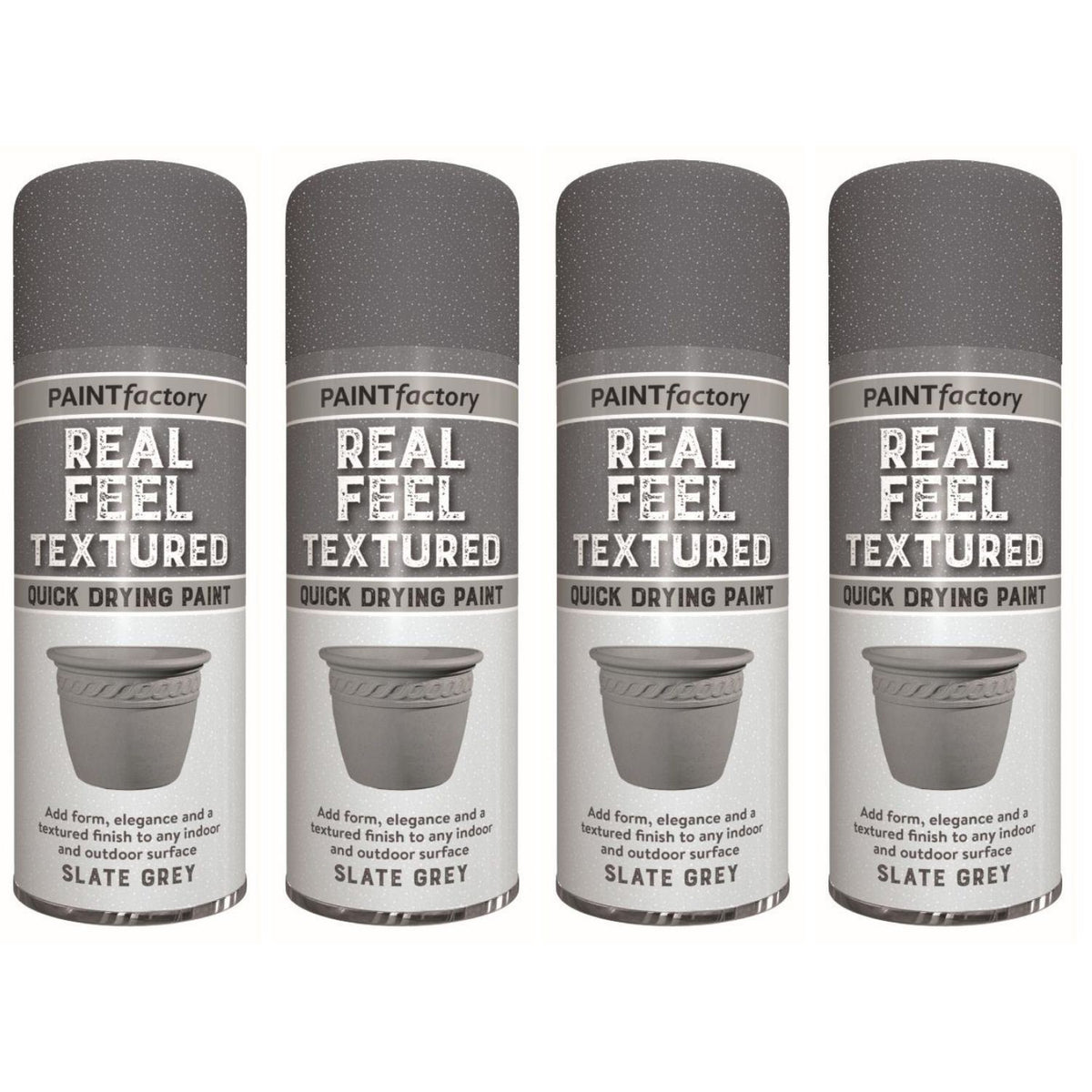 4X - Paint Factory Real Feel Grey 400ml Textured Spray Paint