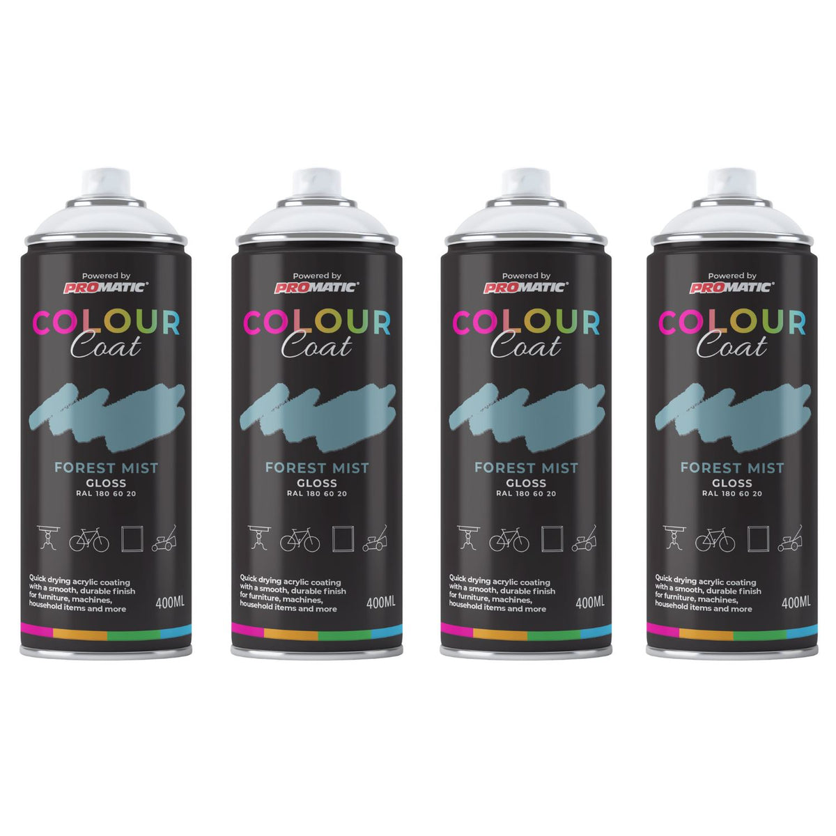 4X Forest Mist RAL 180 60 20 Gloss Spray Paint 400ml