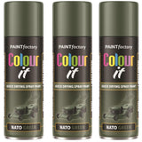 3X Paint Factory Nato Green Matt Spray Paint 250ml