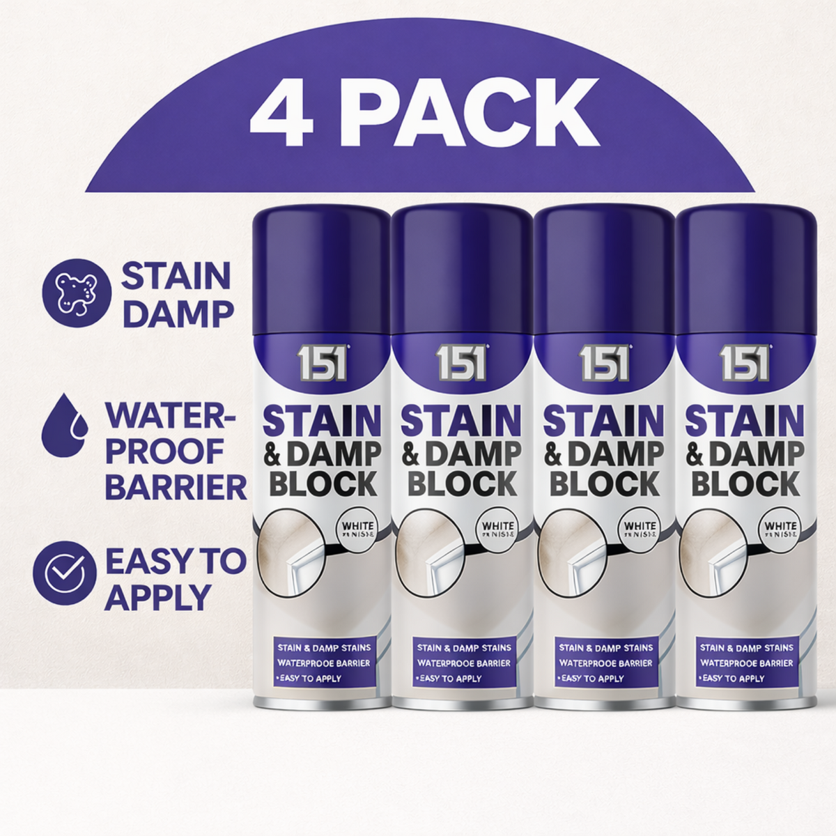4X 151 Stain & Damp Block White Satin Finish 400ml