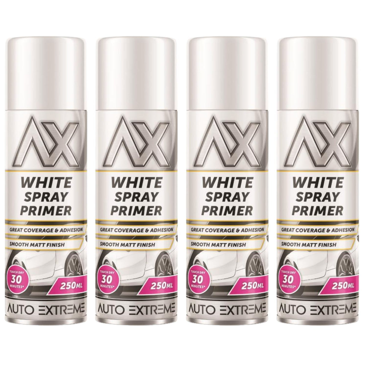 4X Auto Extreme White Primer Paint 250ml