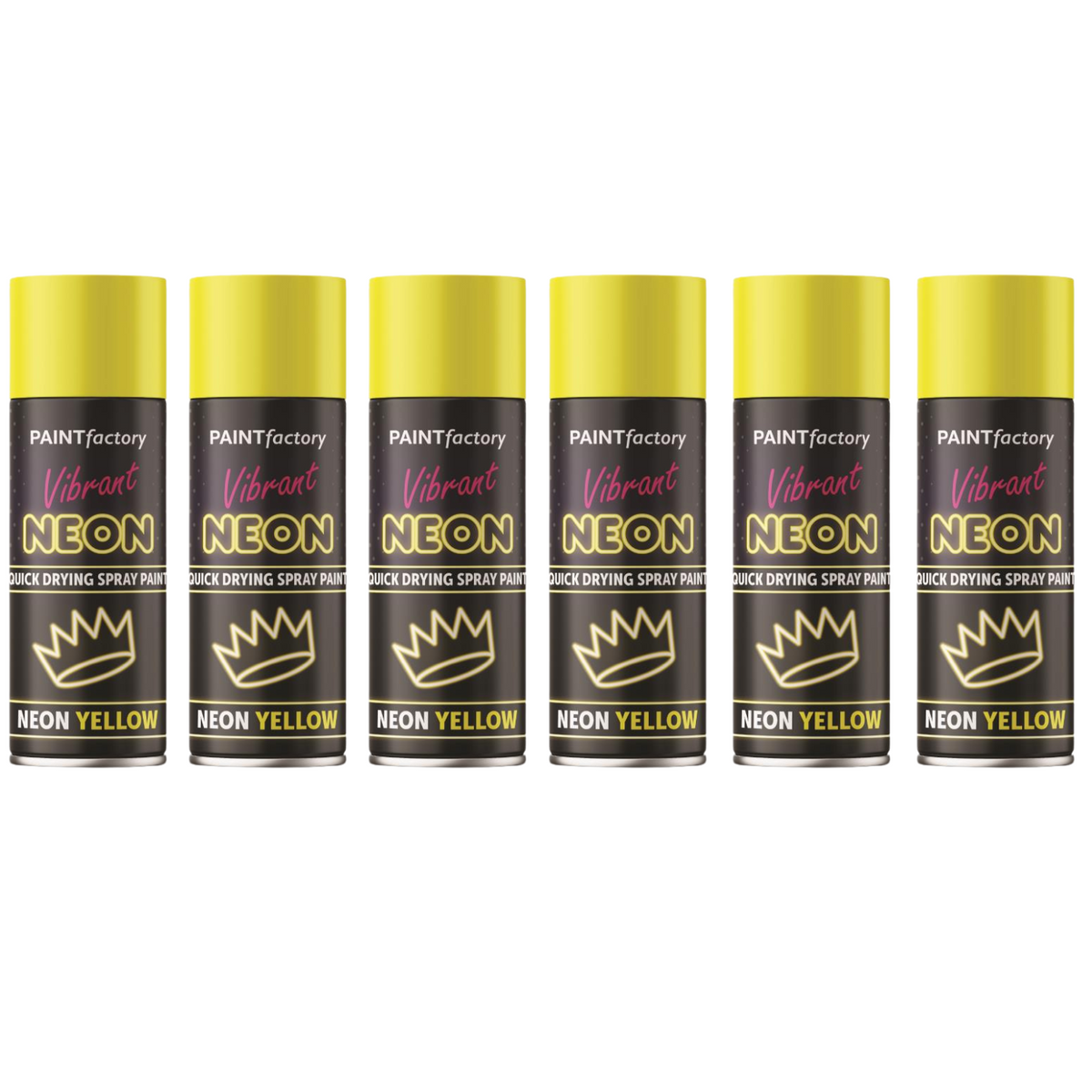 6X Paint Factory Fluorescent Neon Yellow Spray Paint 200ml