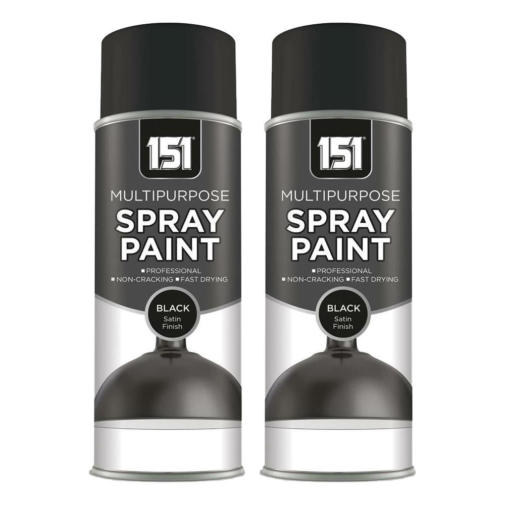 2X Black Satin Spray Paint 400ml -