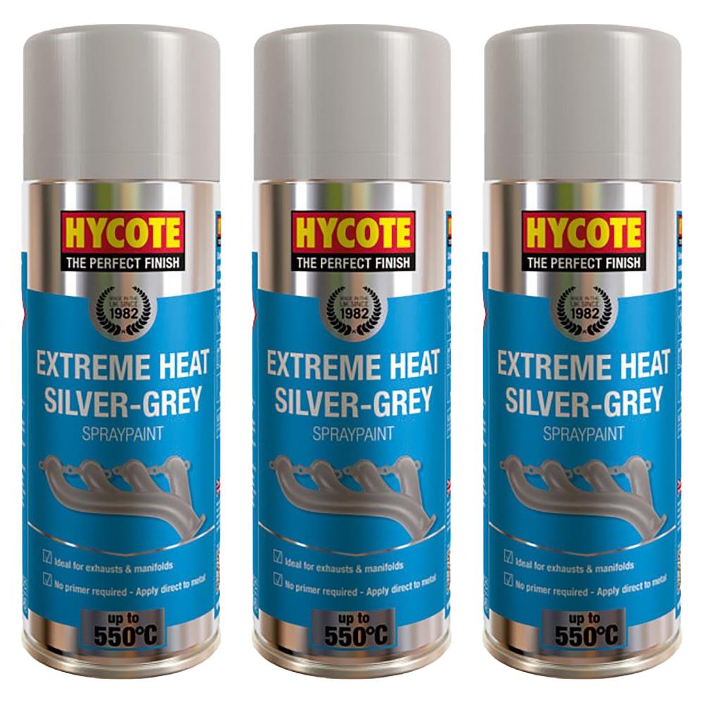 3X Hycote Extreme Heat Silver Grey Spray Paint 400ml Spray Paint
