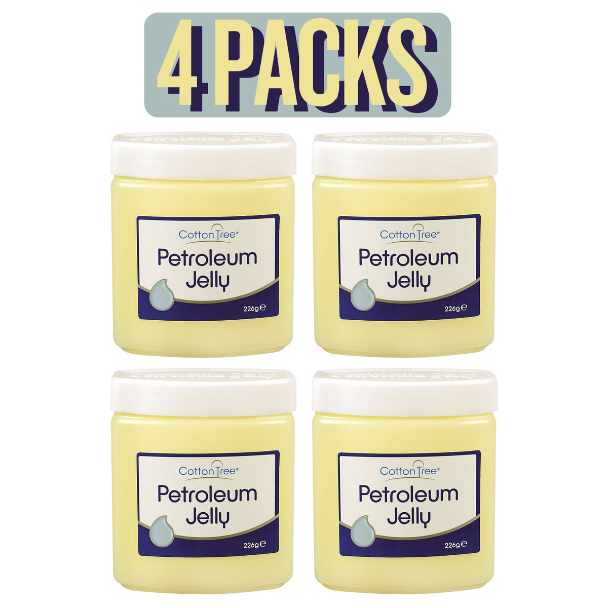 4X Cotton Tree Original Petroleum Jelly Pot Dry Skin Protection Burns Chapping 226g