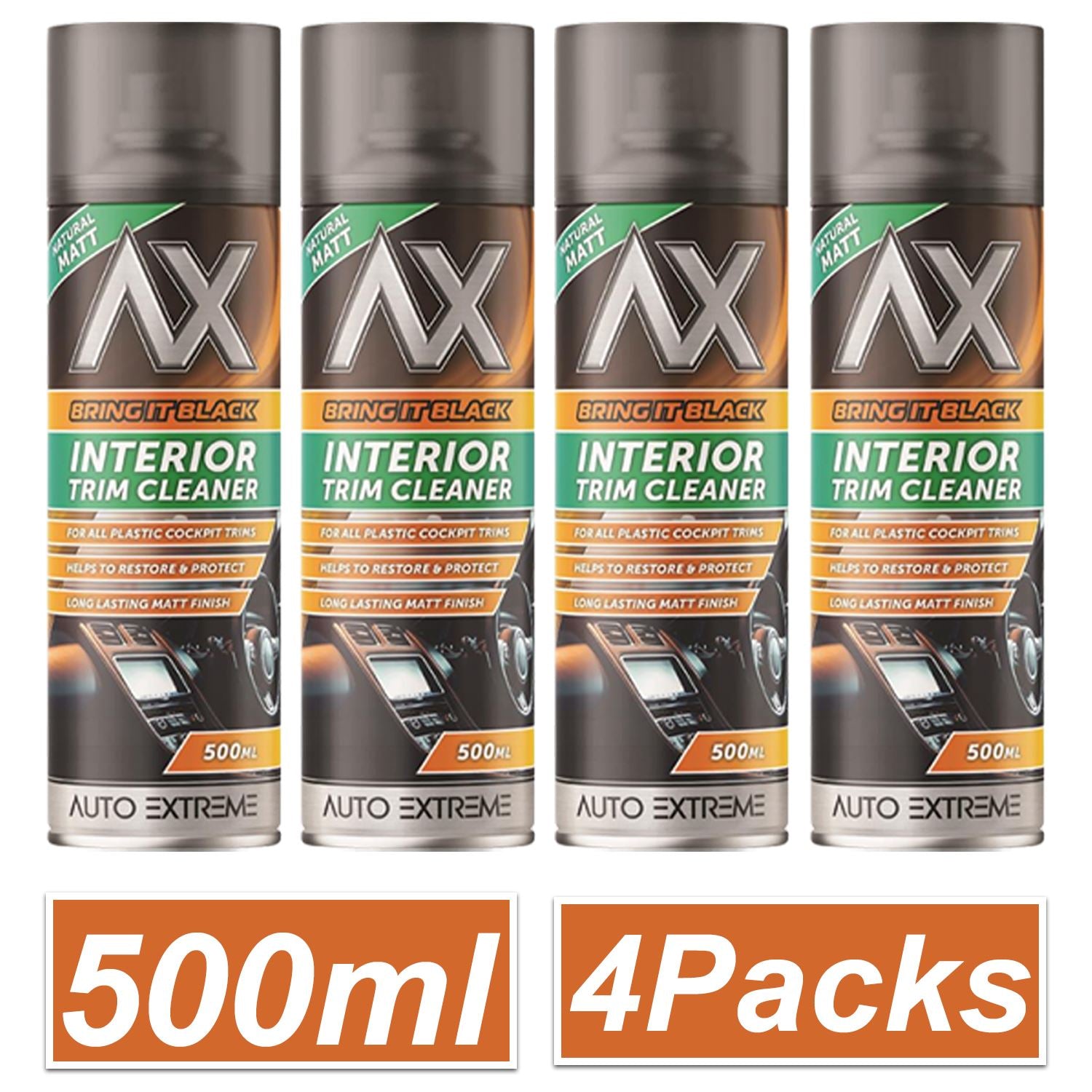 4X - Bring it Black Matt Interior Trim Cleaner Spray 500ml Spray Paint