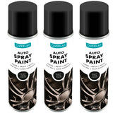 3X Overlay Satin Black Auto Professional Spray Paint 250ml