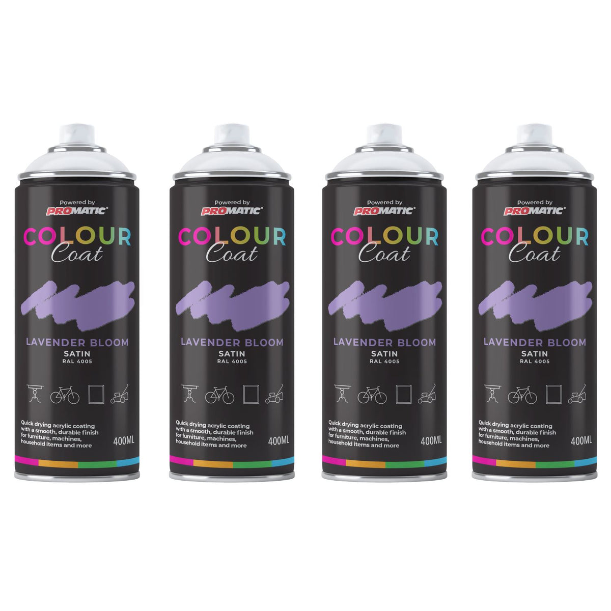 4X Lavender Bloom RAL 4005 Satin Spray Paint 400ml