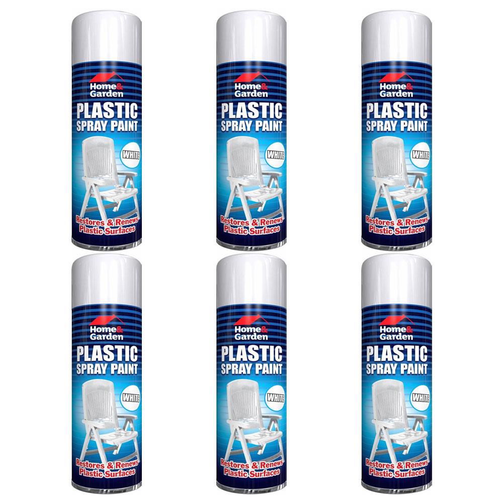 6X Home & Garden Plastic White Spray Paint 300ml