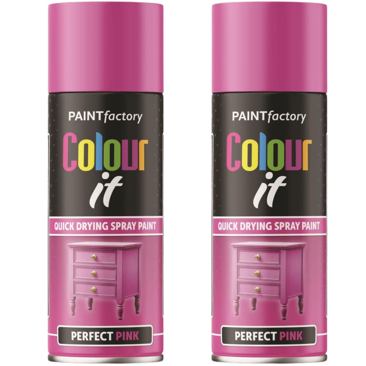 2X Paint Factory Perfect Pink Gloss Spray Paint 400ml