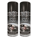 2X Auto Extreme Black Gloss Spray Paint 400ml Spray Paint
