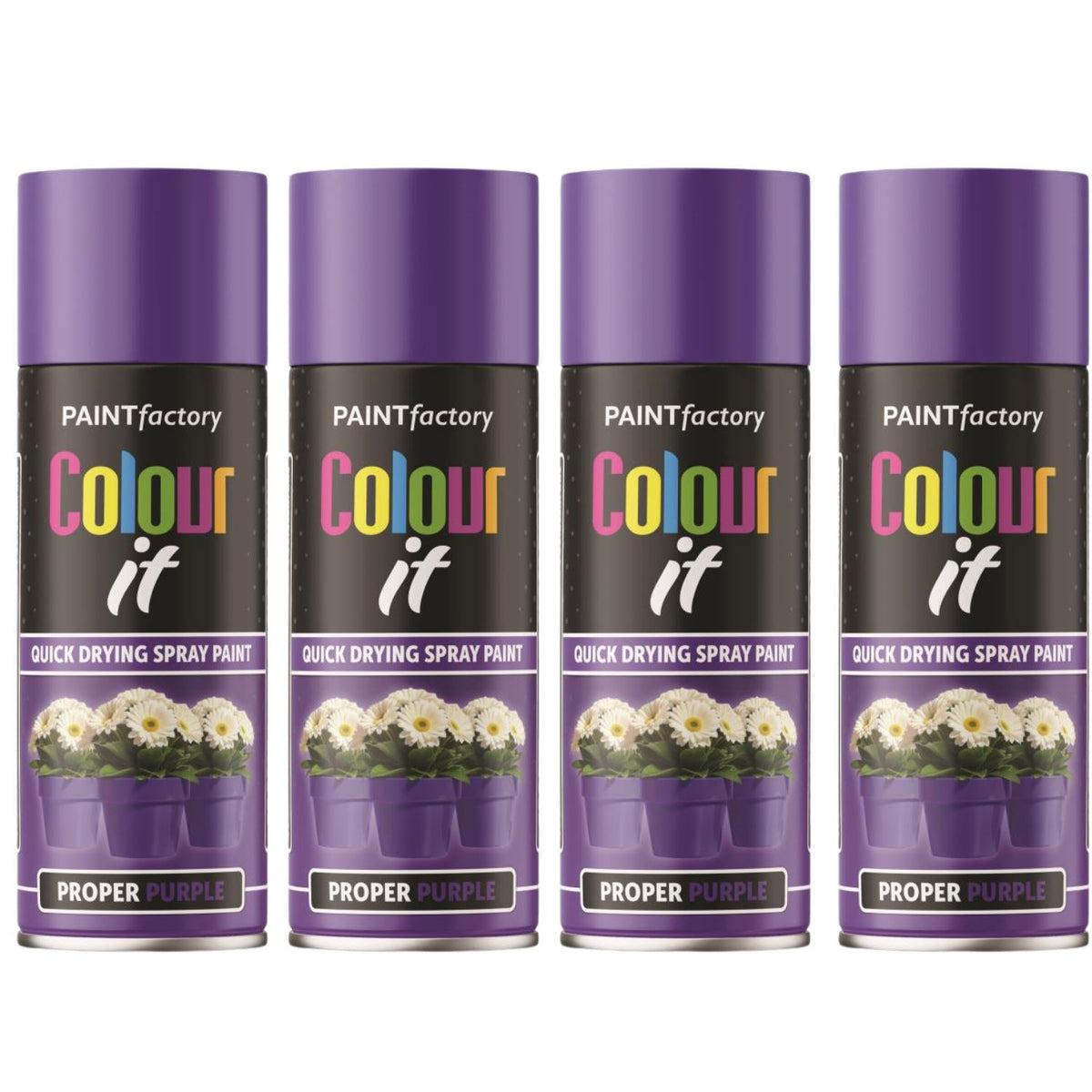 4X Paint Factory Proper Purple Gloss Spray Paint 400ml