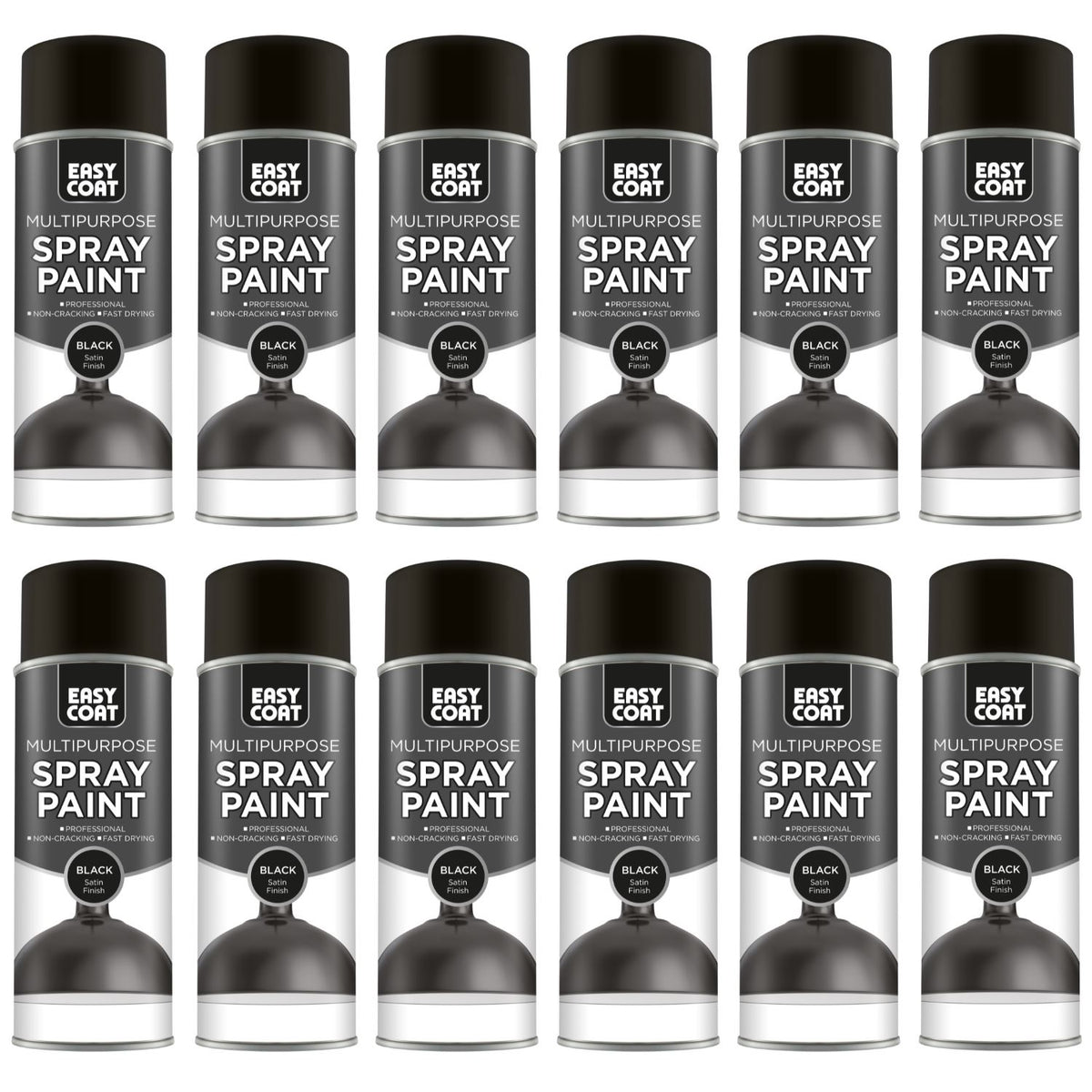 12X 151 Black Satin Spray Paint 400ml