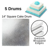 5 Boards - 14" Square Cake Drums - Silver Cake Drum