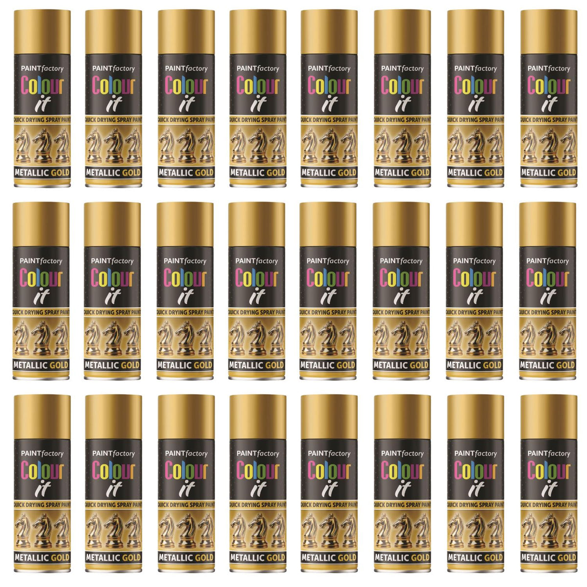 24X - Paint Factory All Purpose Gold Metallic Spray Paint 200ml