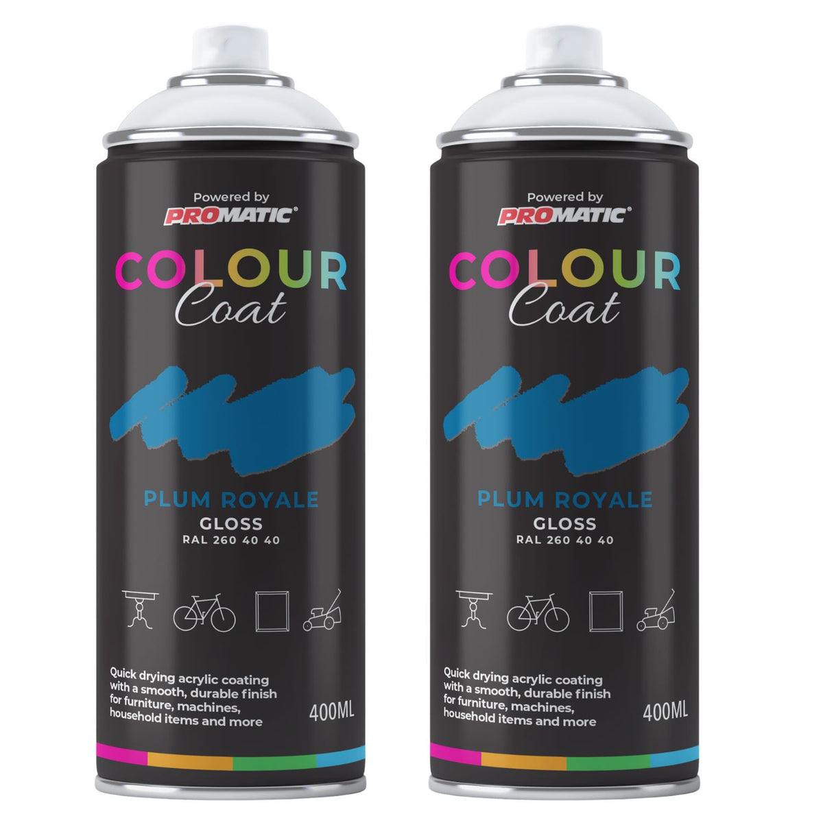 2X Plum Royale RAL 260 40 40 Gloss Spray Paint 400ml