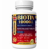 Brits Vita Biotin 10,000mcg 365 High Strength Tablets Vegan Hair Skin Vitamin B7
