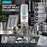 2X Overlay Silver Metallic 400ml Professional Spray Paint