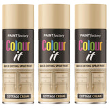 3X Paint Factory Cottage Cream Gloss Spray Paint 400ml