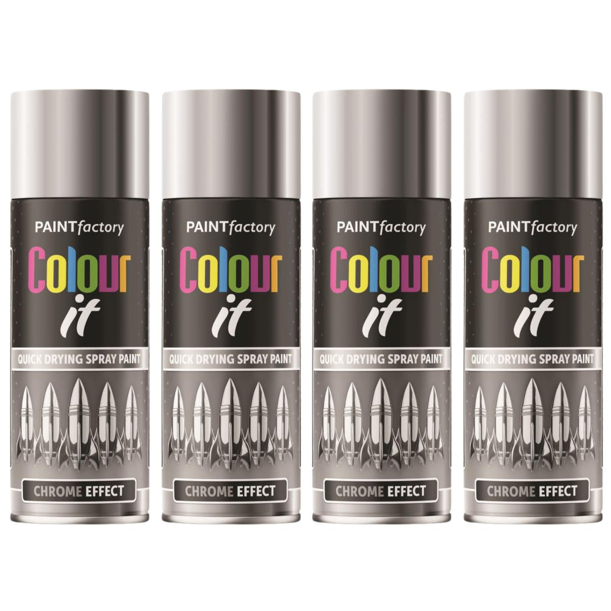 4X Paint Factory Chrome Effect Gloss Spray Paint 400ml