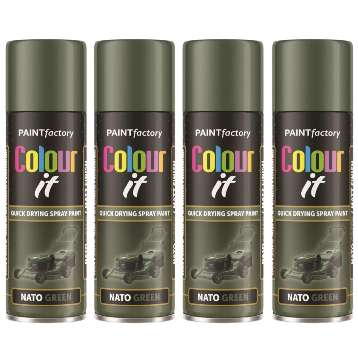 4X Paint Factory Nato Green Matt Spray Paint 250ml