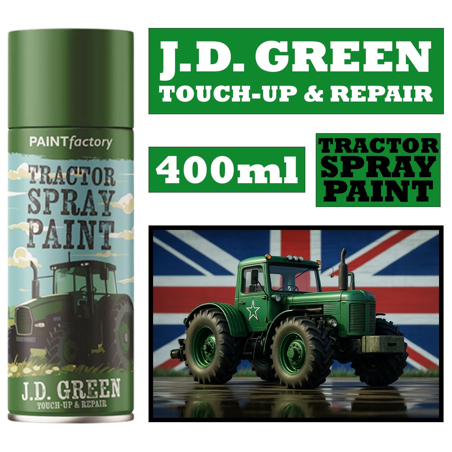 1X - Tractor Spray Paint John Deere Green 400ml Spray Paint