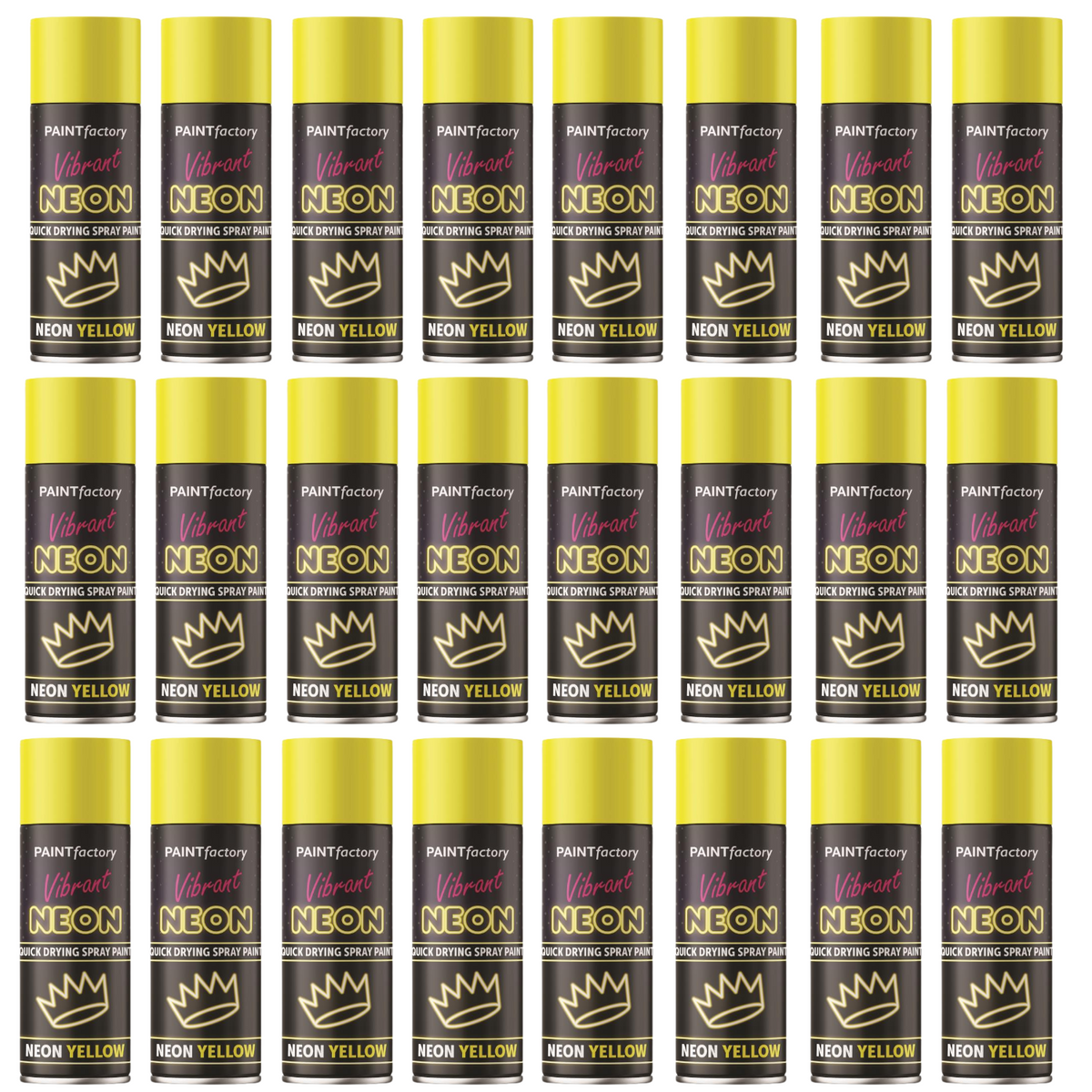 24X - Paint Factory Fluorescent Neon Yellow Spray Paint 200ml
