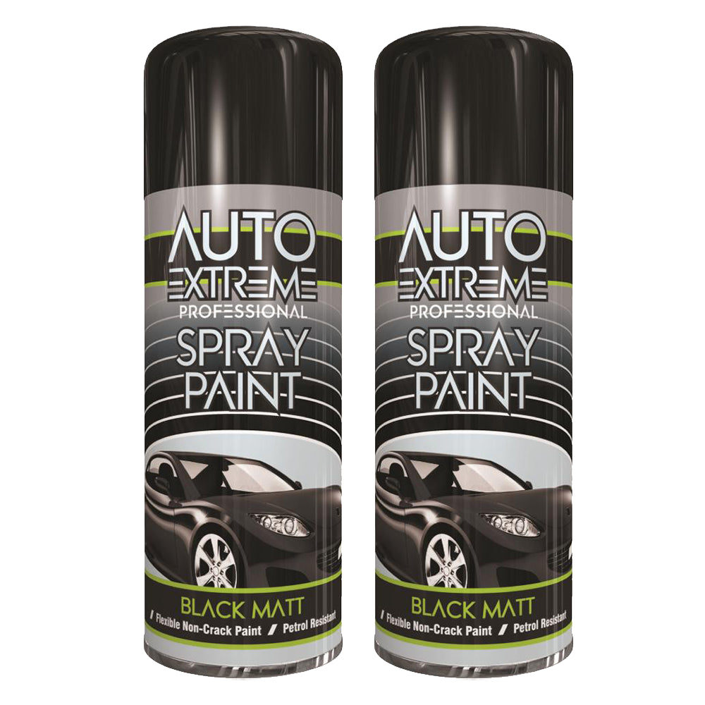 2X Auto Extreme Black Matt Spray Paint 400ml Spray Paint