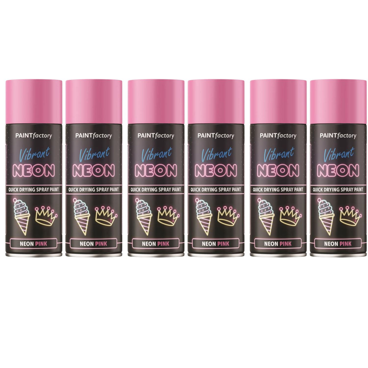 6X Paint Factory Neon Pink Spray Paint 400ml