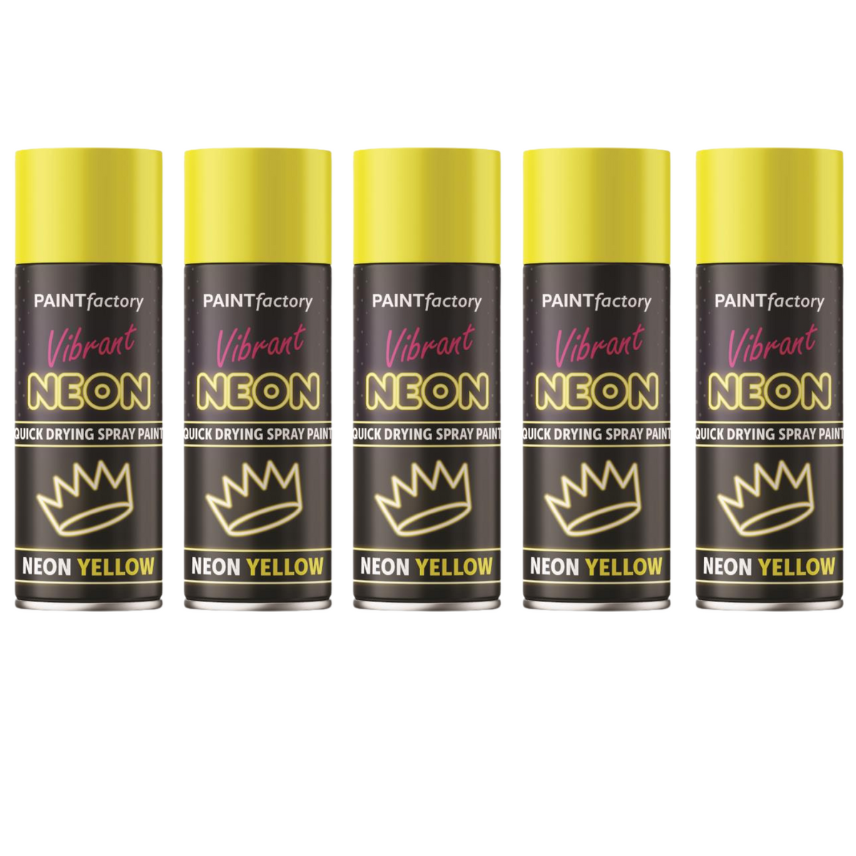 5X Paint Factory Fluorescent Neon Yellow Spray Paint 200ml