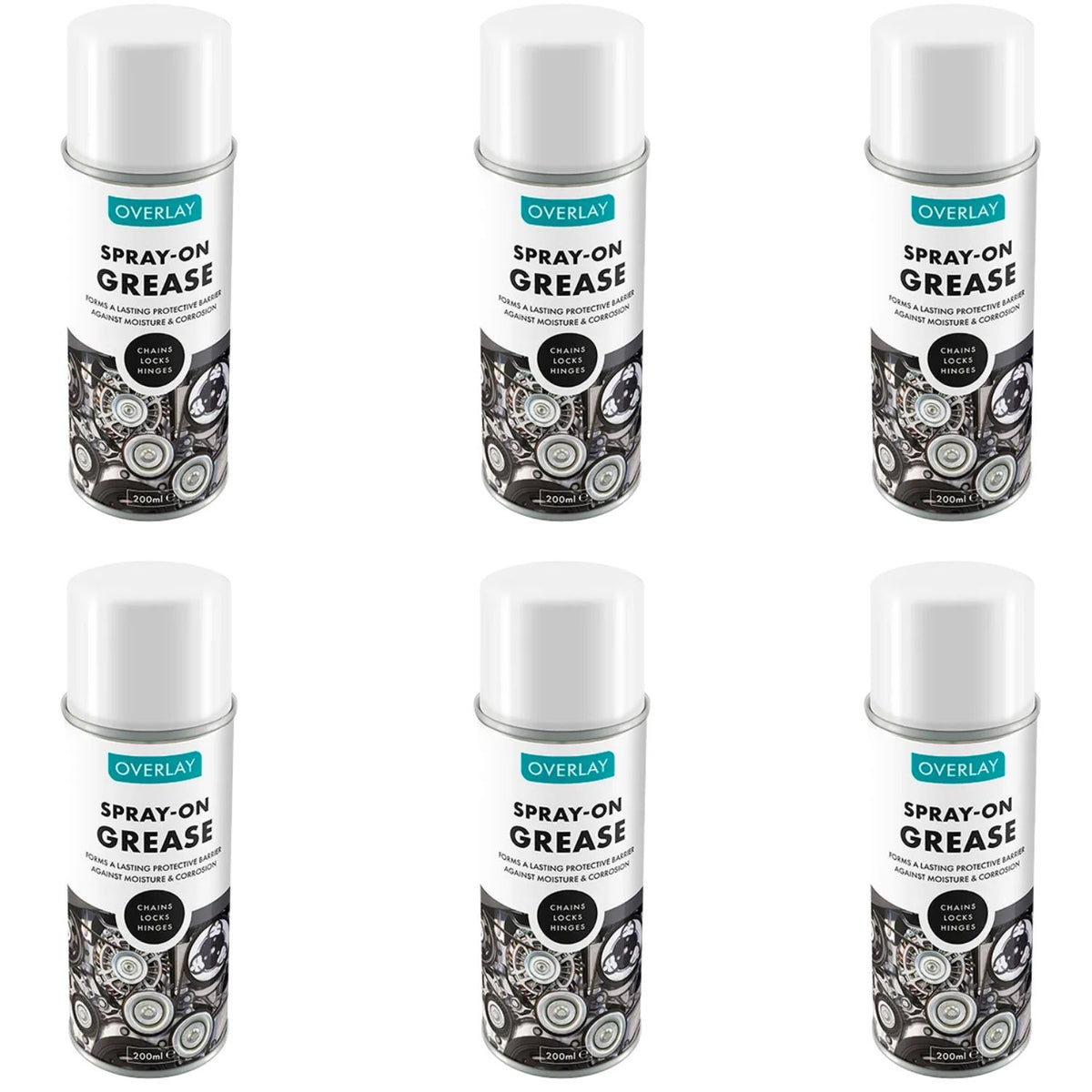 6X Overlay Clear Grease Professional Spray Lubricant 200ml