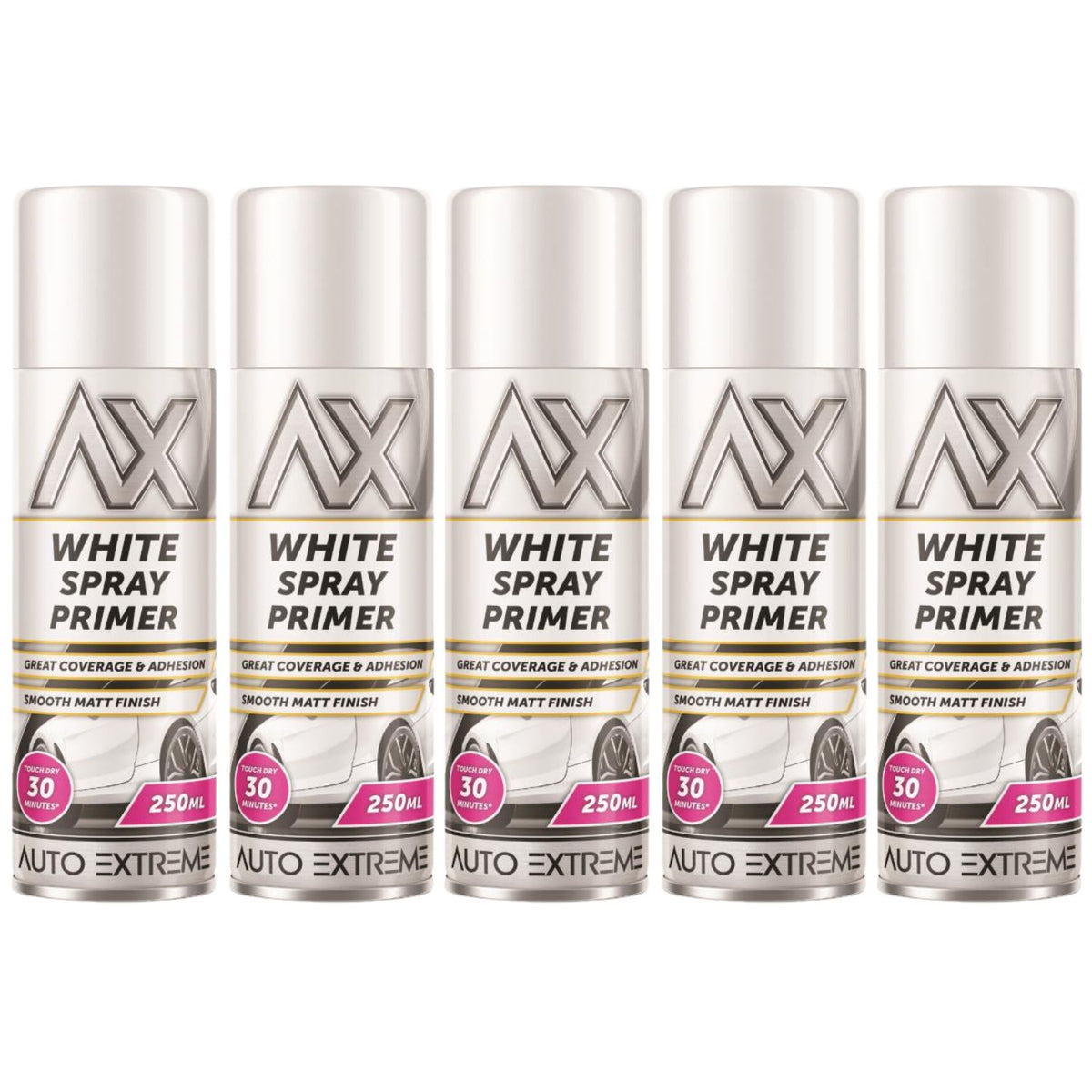 5X Auto Extreme White Primer Paint 250ml