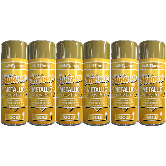 6X Paint Factory All Purpose Gold Metallic Spray Paint 200ml