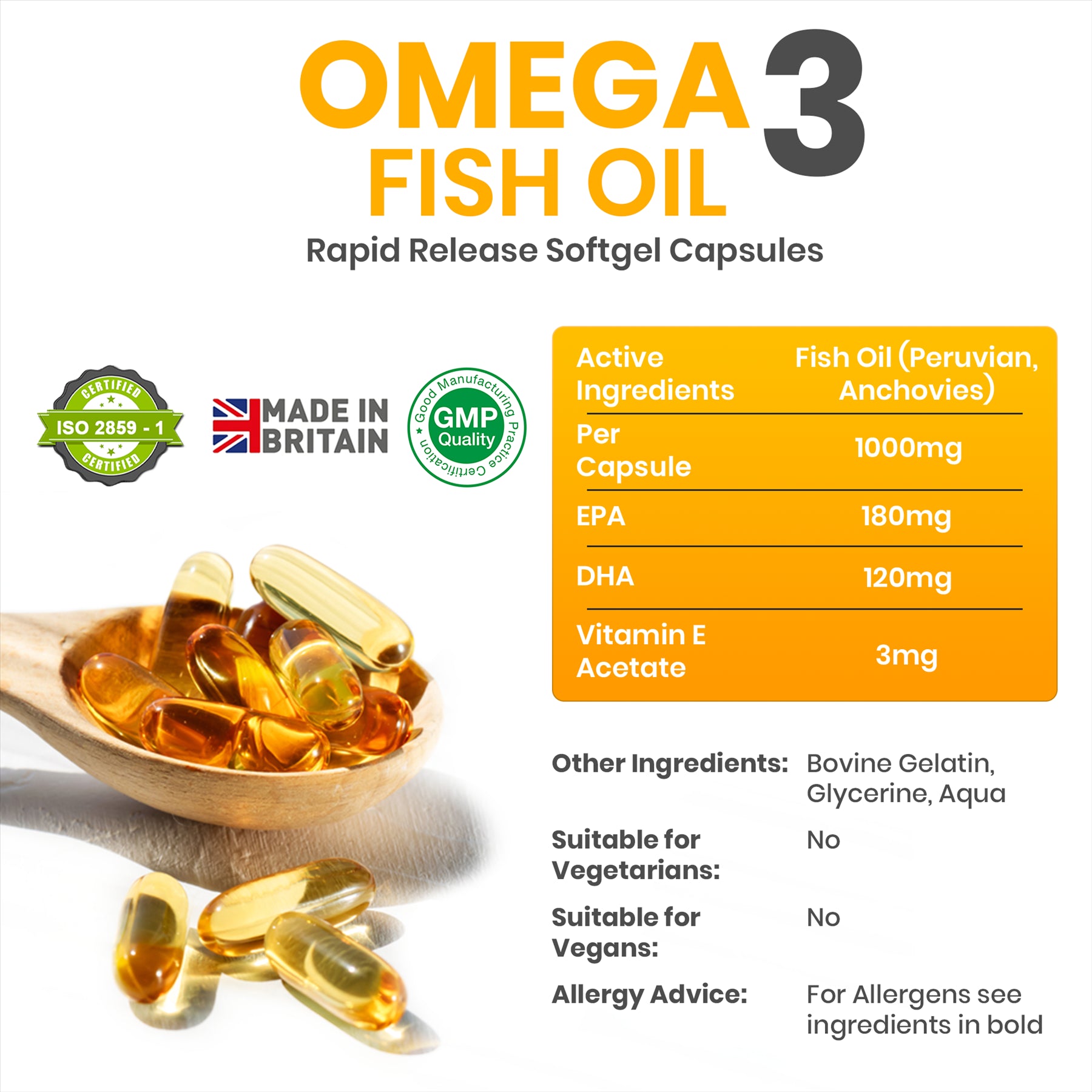 Omega 3 Fish Oil 1000mg - 270 Capsules Fish Oil