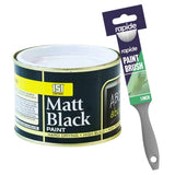 Matt Black Paint Tin 180ml With 1" Paint Brush Tin Paint