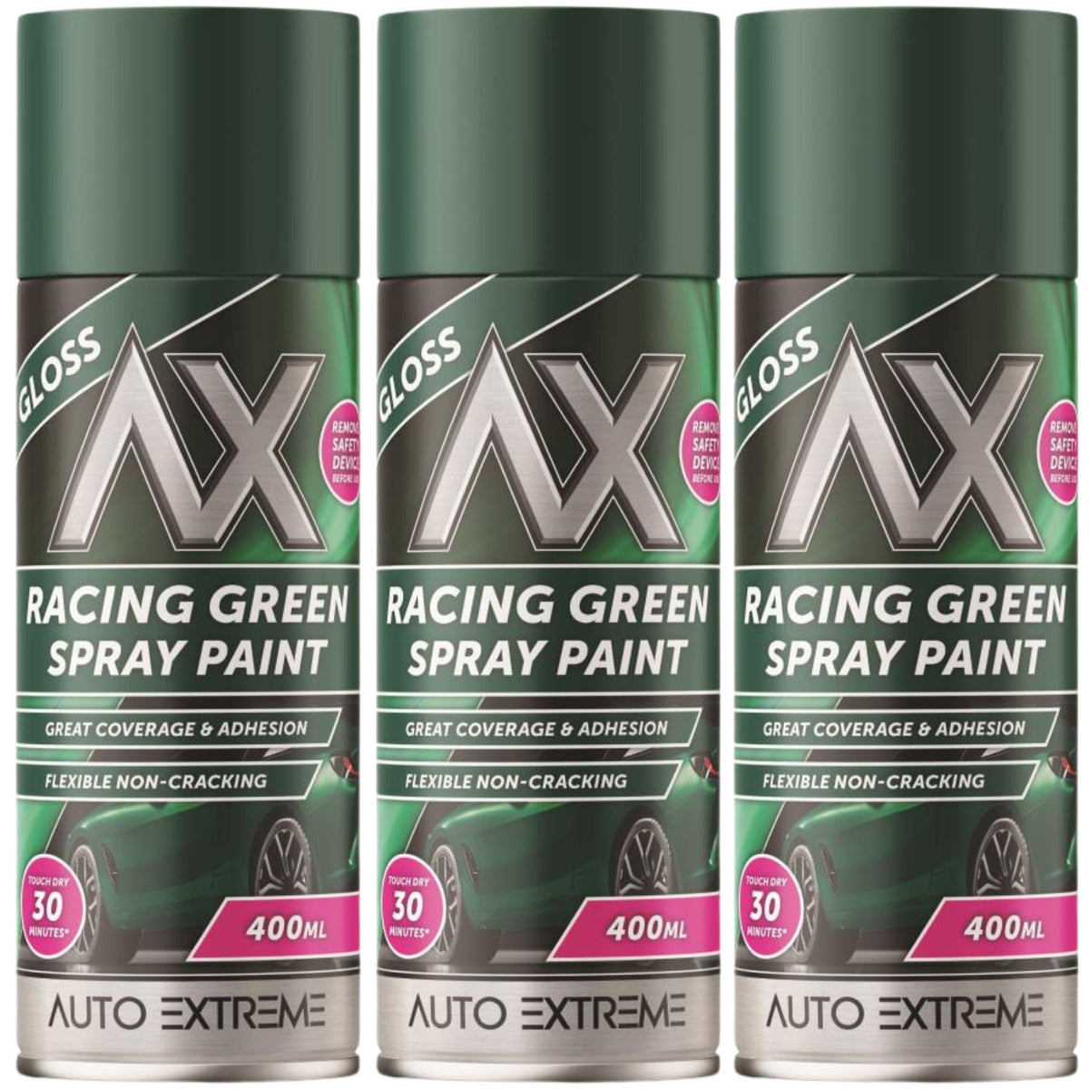 3X Auto Extreme Racing Green Spray Paint 400ml
