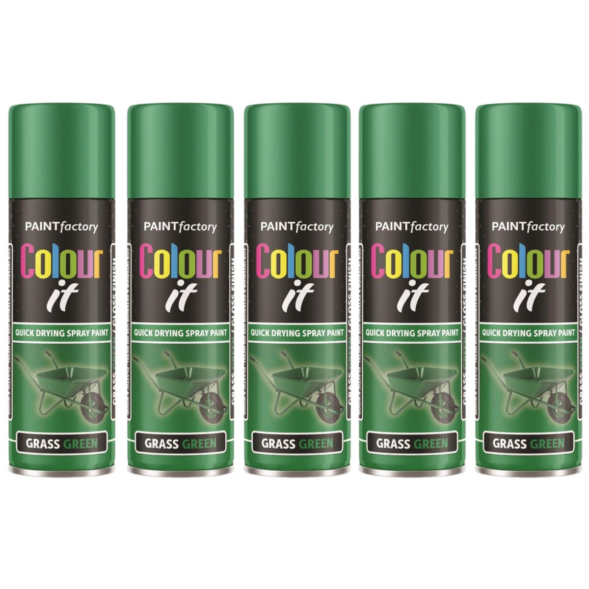 5X Grass Green Gloss Spray Paint 250ml