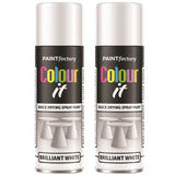 2X Paint Factory White Gloss Spray Paint 250ml