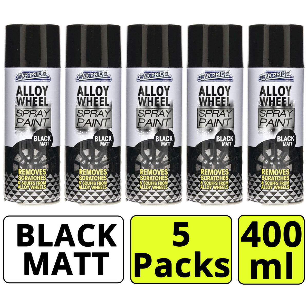 5X - Alloy Wheel Black Matt 400ml
