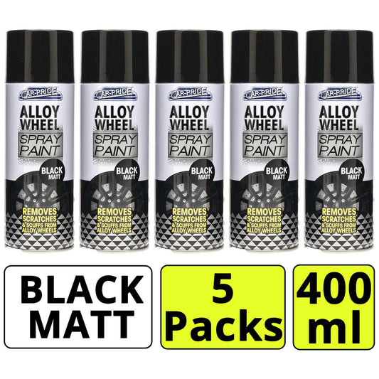 5X - Alloy Wheel Black Matt 400ml