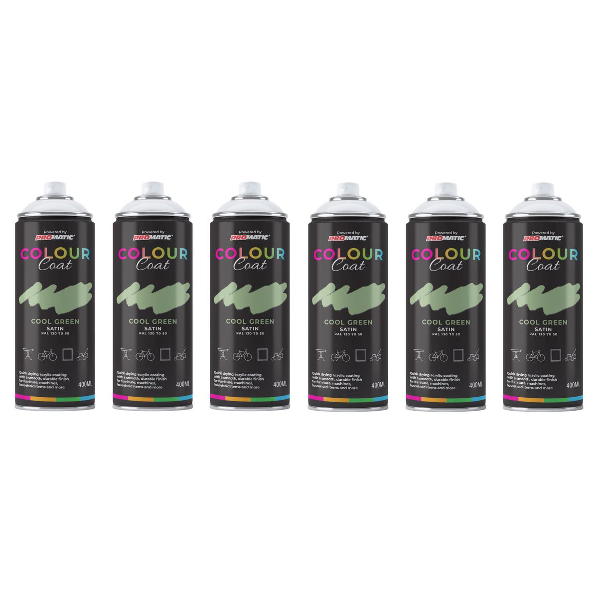 6X Cool Green RAL 130 70 50 Satin Spray Paint 400ml
