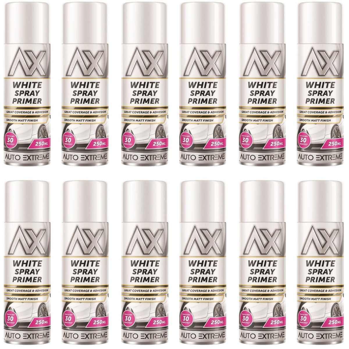 12X Auto Extreme White Primer Paint 250ml
