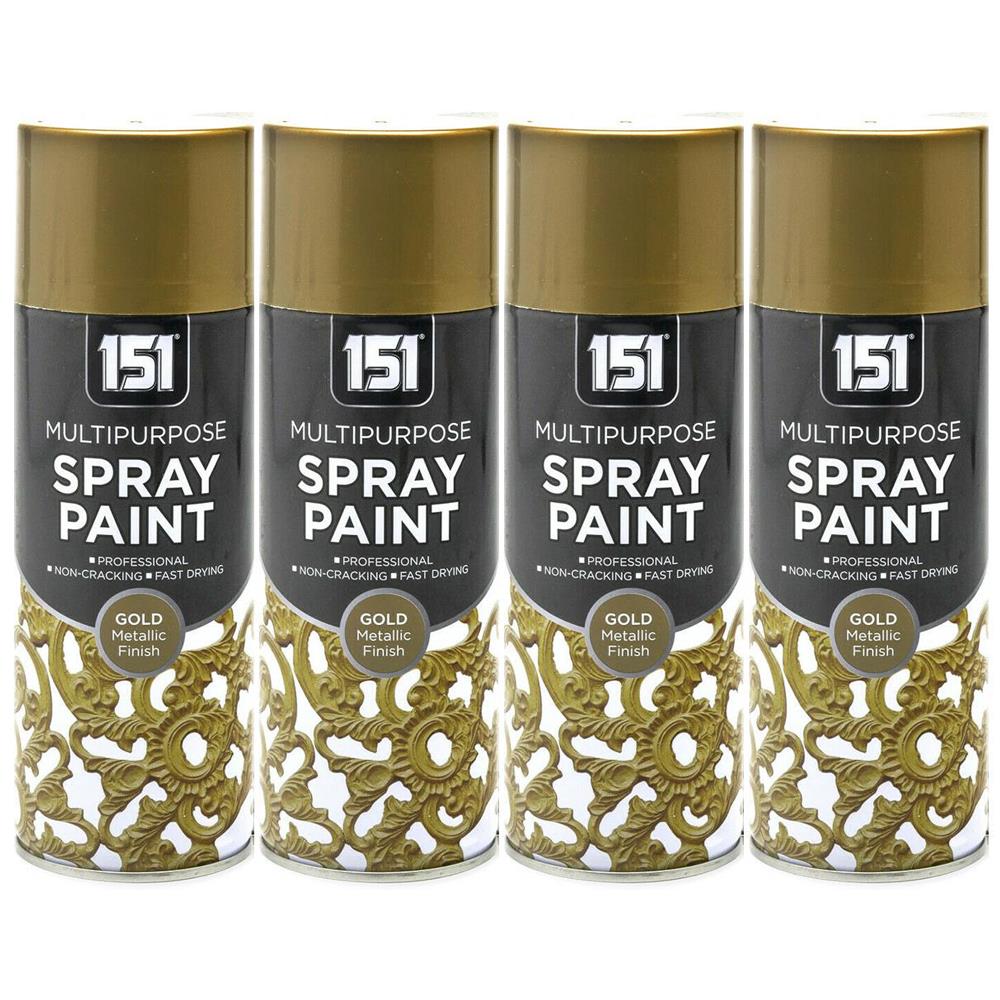 4X All Purpose Gold Metallic Spray Paint 400ml