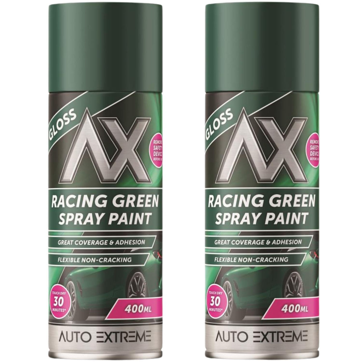 2X Auto Extreme Racing Green Spray Paint 400ml