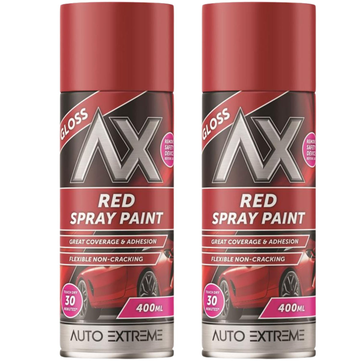 2X Auto Extreme Red Gloss Spray Paint 400ml