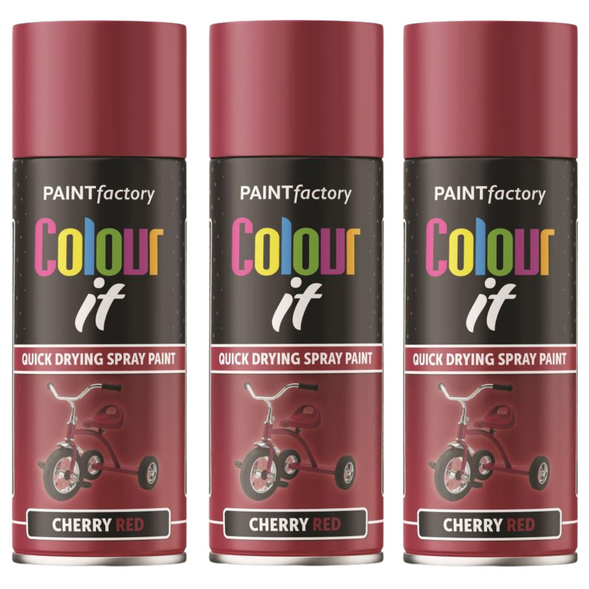 3X Paint Factory Cherry Red Gloss Spray Paint 400ml