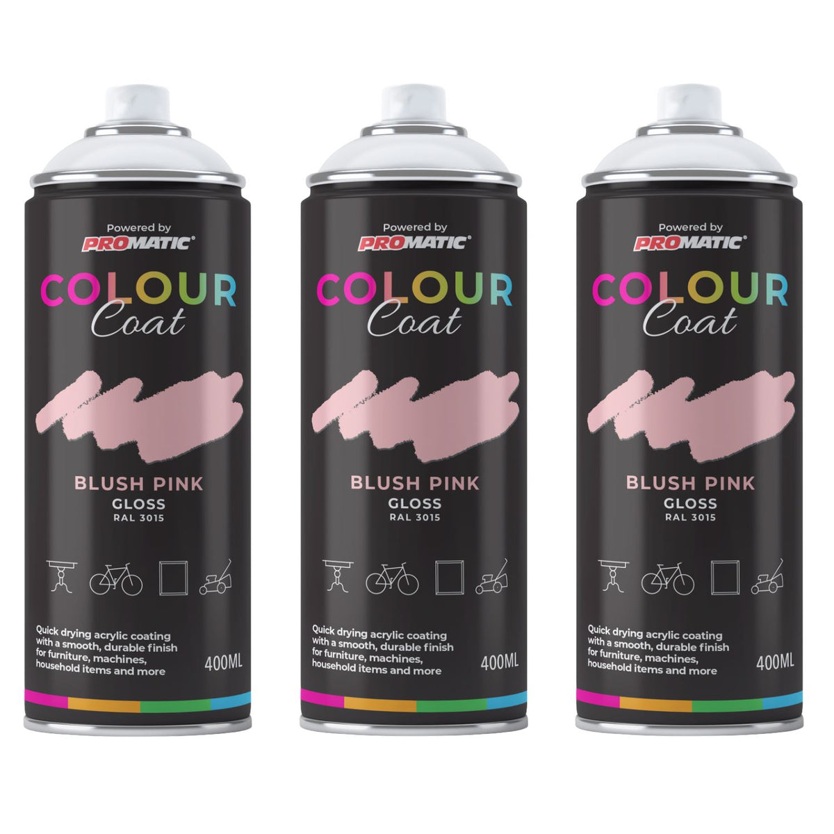3X Blush Pink RAL 3015 Gloss Spray Paint 400ml