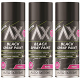 3X Auto Extreme Pro Satin Black Spray Paint 400ml