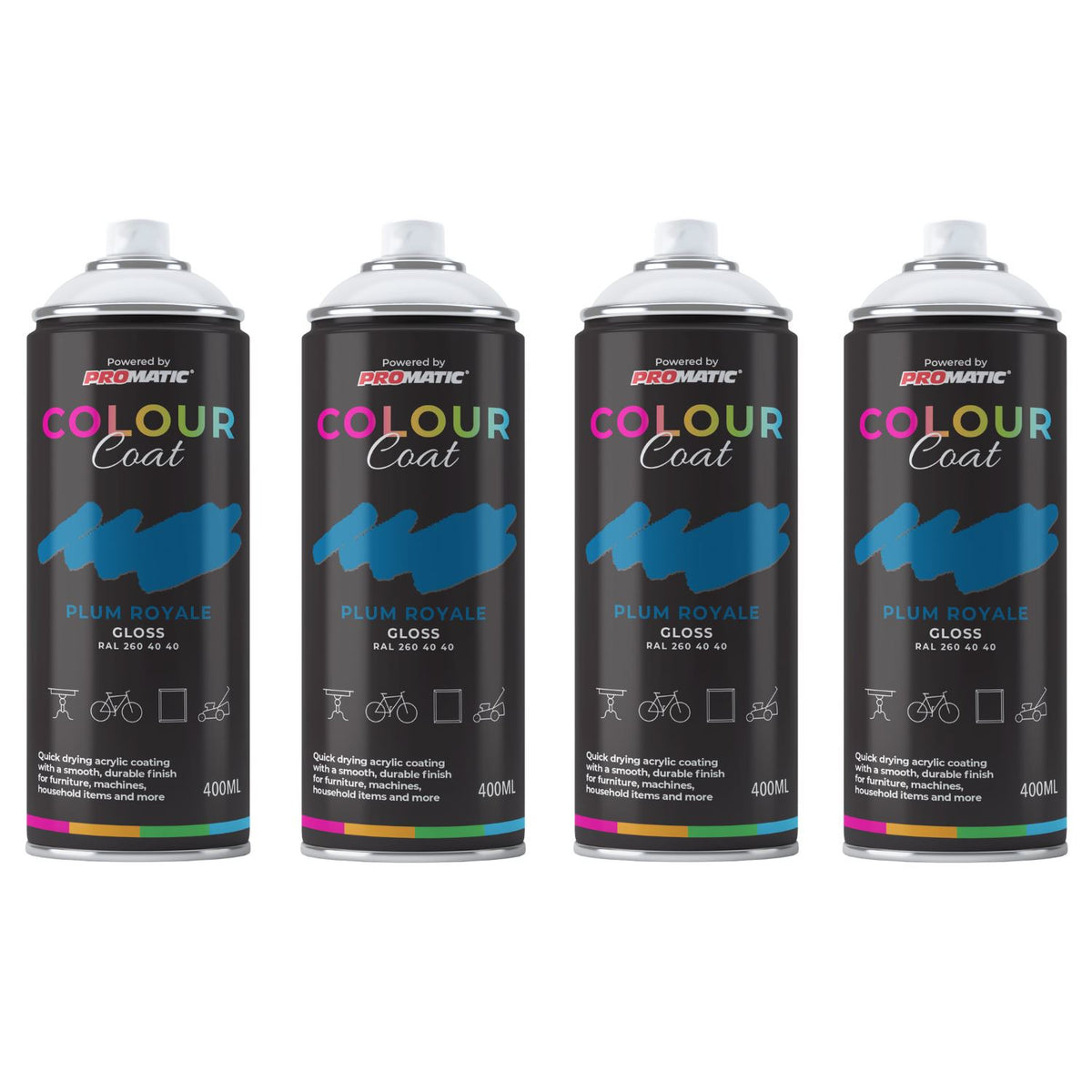 4X Plum Royale RAL 260 40 40 Gloss Spray Paint 400ml