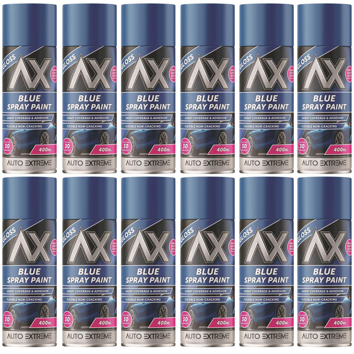 12X Auto Extreme Blue Gloss Spray Paint 400ml